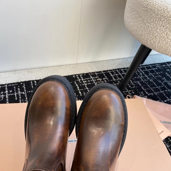 Miu Miu Chunky Platform Short Biker Boots - Picture 4 of 9